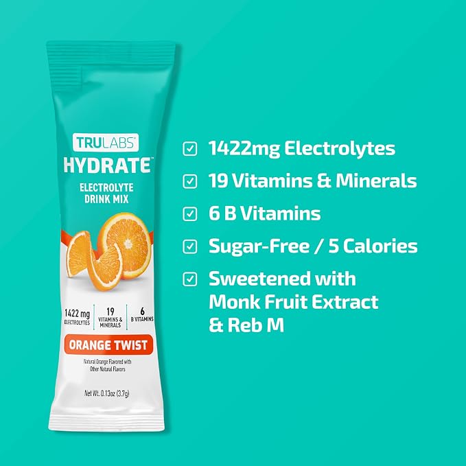TRULABS Hydrate Electrolyte Drink Mix – Orange Twist Flavor, Sugar-Free - Image 2