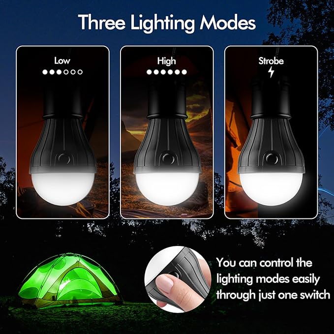 FLY2SKY Tent Lamp Portable LED Tent Lights 5 Packs Hook Hurricane Emergency - Image 3