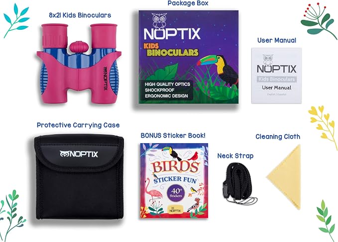 Binoculars for Kids, Girls or Boys Real Kids Binoculars in Vibrant Pink Blue - Image 3