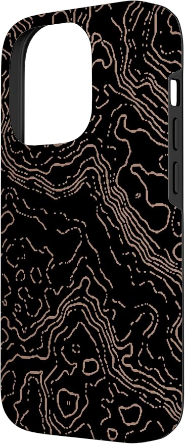 Topography Black & Brown Abstract Pattern Topographic Map Case - Image 2