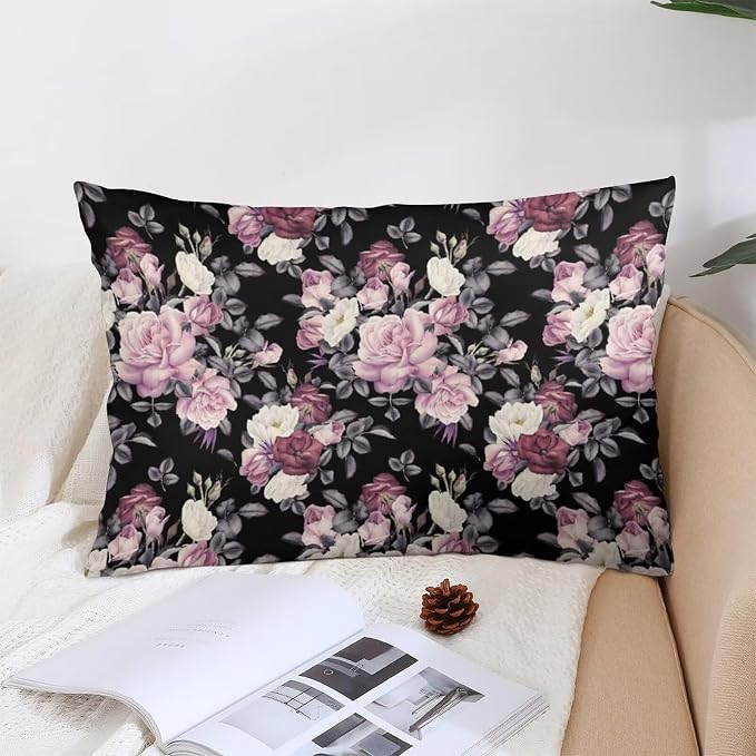 Vintage Floral Throw Pillow Covers Set of 2 Queen Size Pink Rose Peony Flower - Image 4