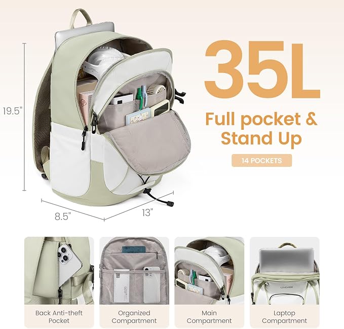 LOVEVOOK Mens Backpack with Giant Tumbler Holder Pocket, 18 Inch Everyday - Image 3