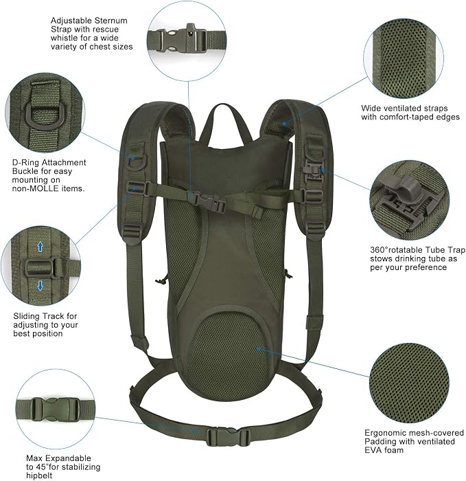 Unigear Tactical Hydration Packs Backpack 1050D - Image 3