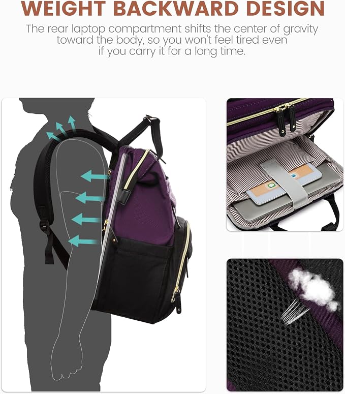 LOVEVOOK Laptop Backpack for Women, 15.6'' Waterproof Nurse Bag Teacher Work - Image 5