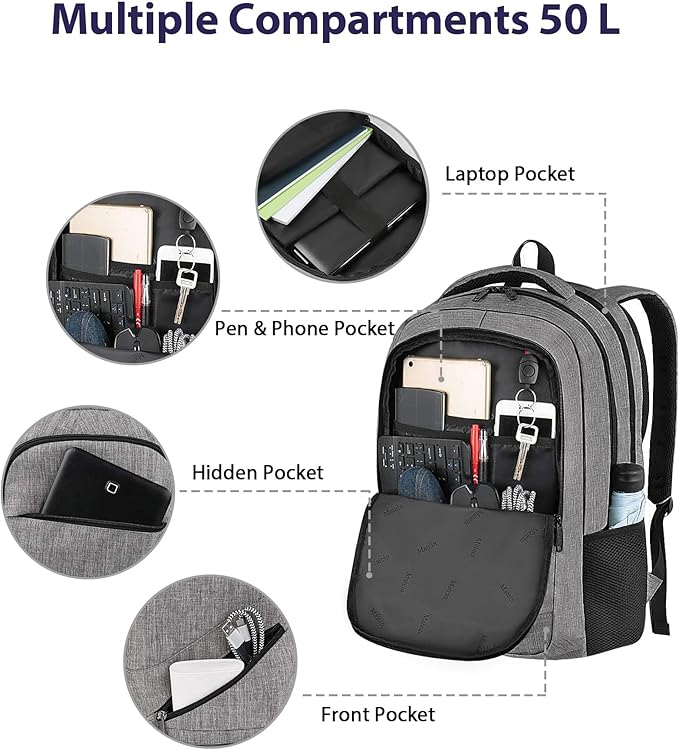 MATEIN 18 Inch Extra Large Laptop Backpack, 50 L Travel Backpack - Image 5