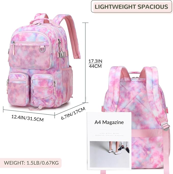Lohol Multi-Pocket Backpack for School College Travel, Heavy Duty Big Bookbag - Image 3