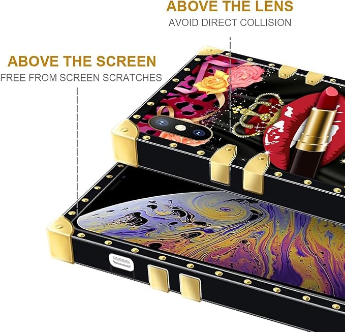 Compatible with iPhone XR Case, Queen Lip Crown Leopard Print Luxury Golden - Image 7