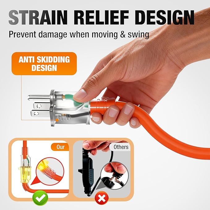 15 FT Outdoor Extension Cord Waterproof, 16/3 Gauge Heavy Duty 3 Prong Power - Image 4