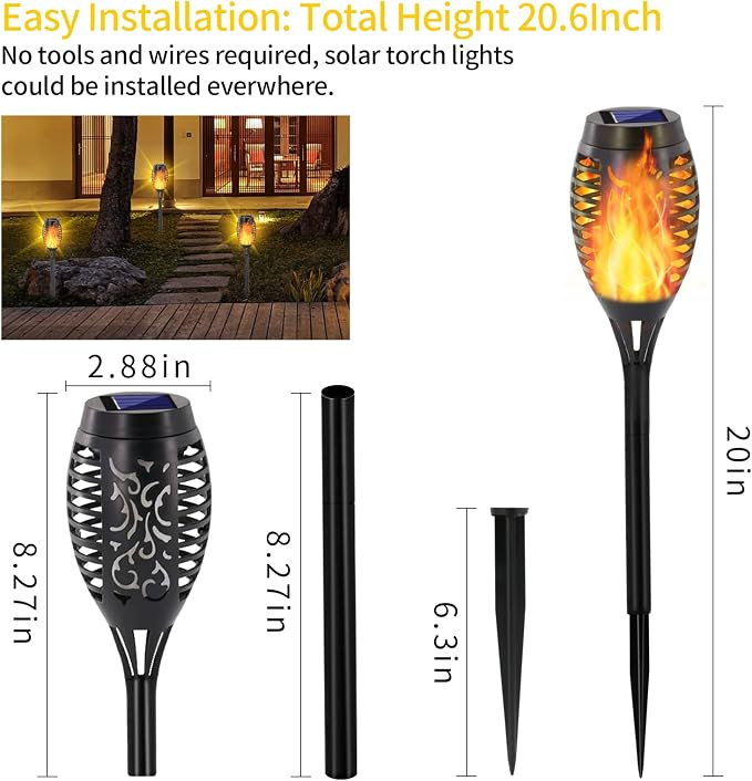 EOYIZW 8 Pack Solar Torch Light - Image 3