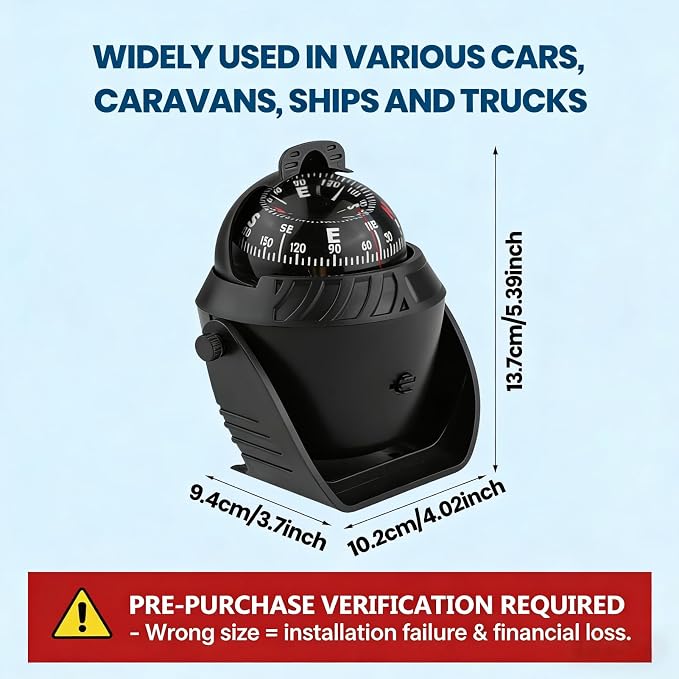 Vehicle Dashboard Compass LED Light Auto Dash Mount Navigation Automobile - Image 2