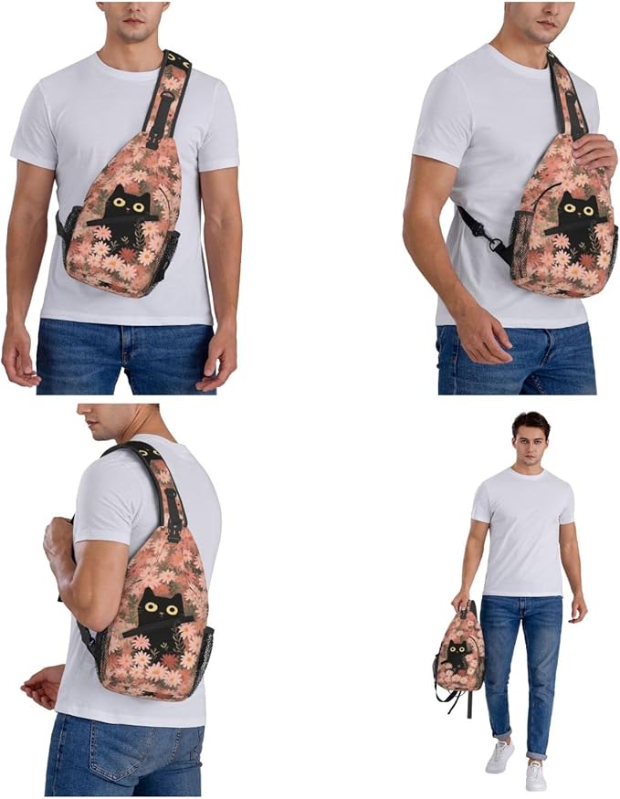 FyLybois Cat Sling Bag for Women Lightweight Crossbody Backpack Casual Daypack - Image 7