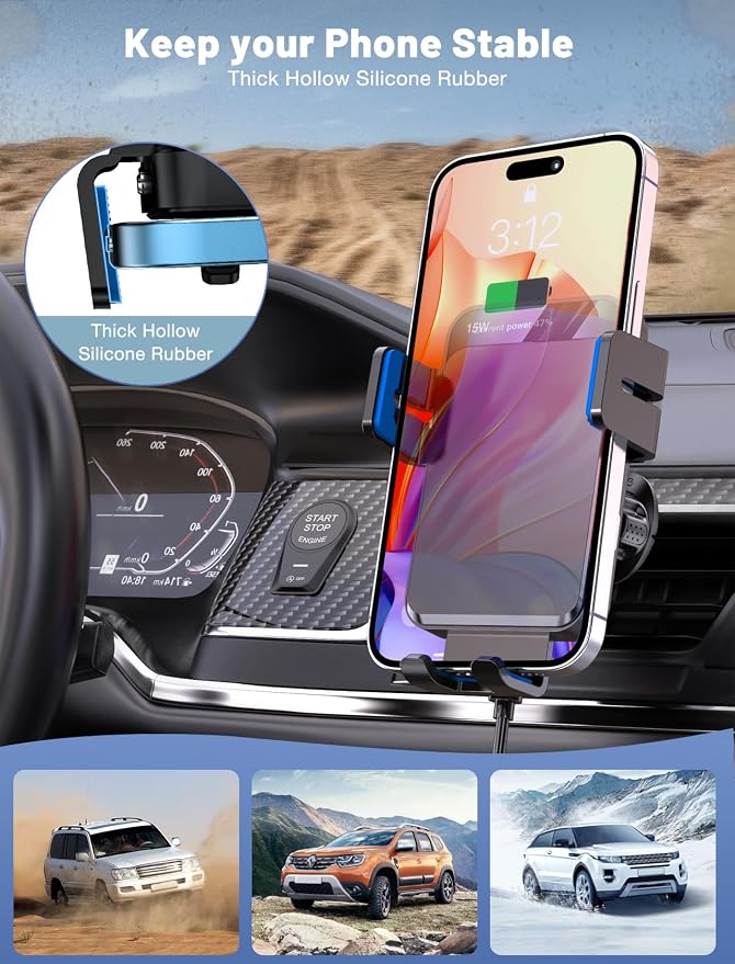 Wireless Car Charger, MOKPR Auto-Clamping Car Mount 15W/10W/7.5W Fast Charging - Image 6