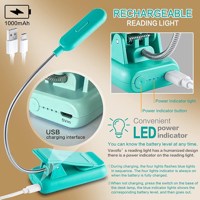 VAVOFO Clip On Book Light for Bed Kids, 7 LED Reading Light - Image 4