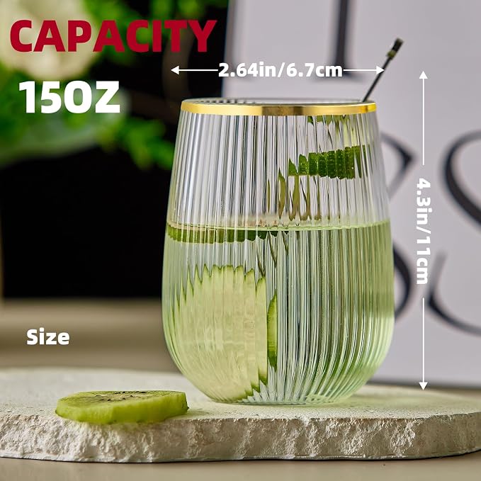 Lueumxc 36 Pack Plastic Wine Glasses, 15Oz Gold Rim Origami Disposable Wine - Image 2