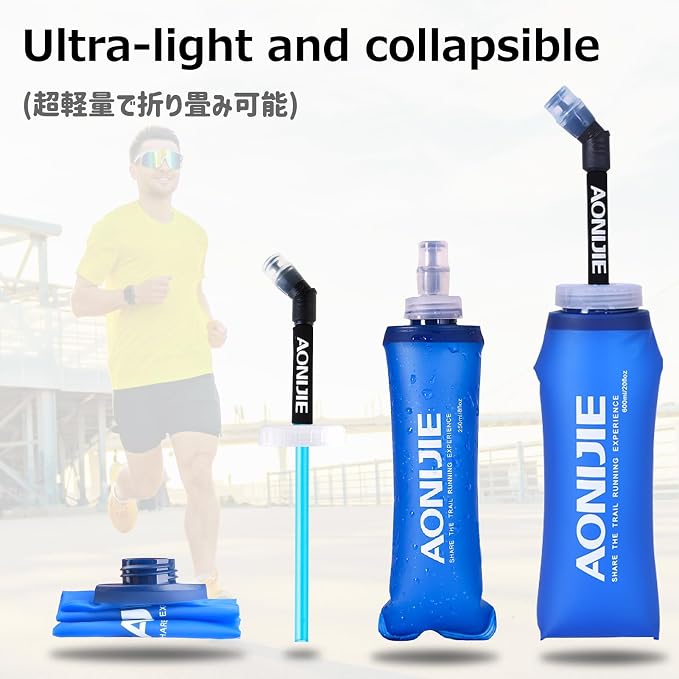 Azarxis TPU Soft Flask Collapsible Water Bottles BPA-Free 250ml 350ml 500ml - Image 5