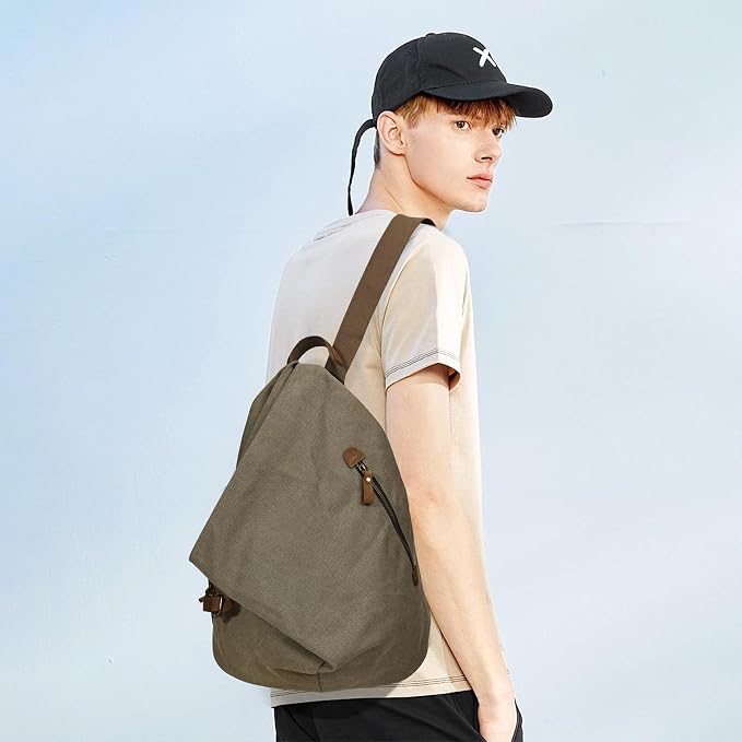 KL928 Canvas Vintage Backpack – Large Casual Daypack Outdoor Travel Rucksack - Image 8