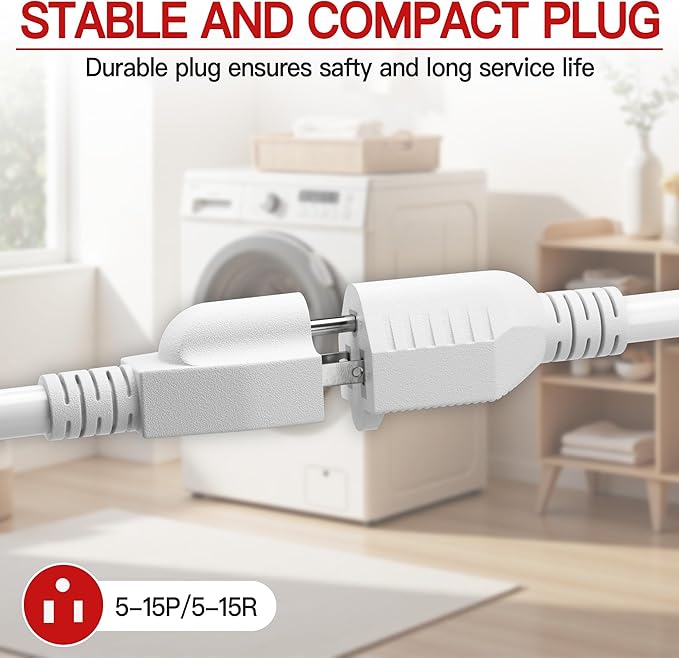 Skrizcable 16/3 25 Ft Indoor White Extension Cord, Flexible & Flame Retardant - Image 4