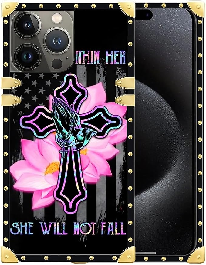Compatible with iPhone 16 Pro Max Case, Praying Cross Hands Luxury Golden by Unknown