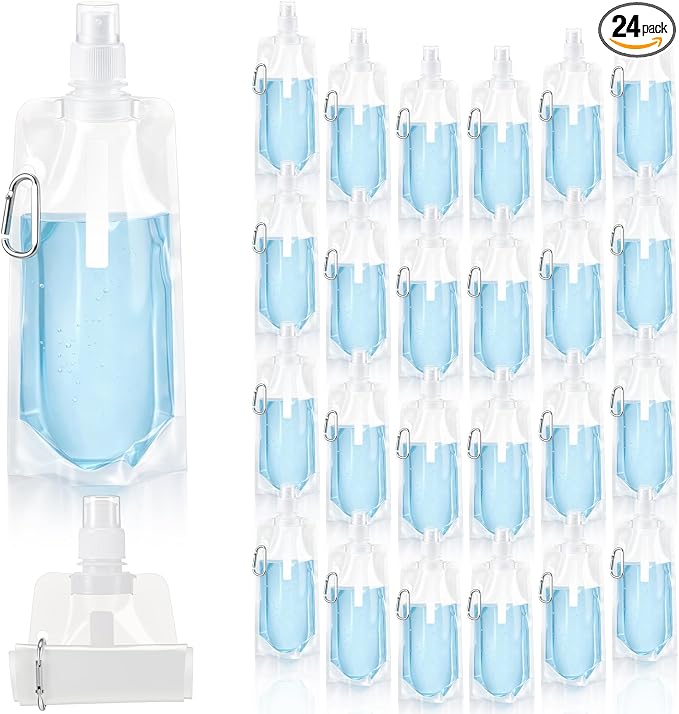 Teenyyou 24 Pack Collapsible Water Bottles Bulk 16oz Foldable Water Bottles by Teenyyou