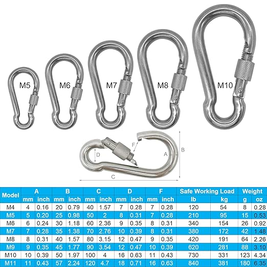 304 Stainless Steel Carabiners -2.76 inch Heavy Duty, Durable & Rust-Free Clips - Image 3