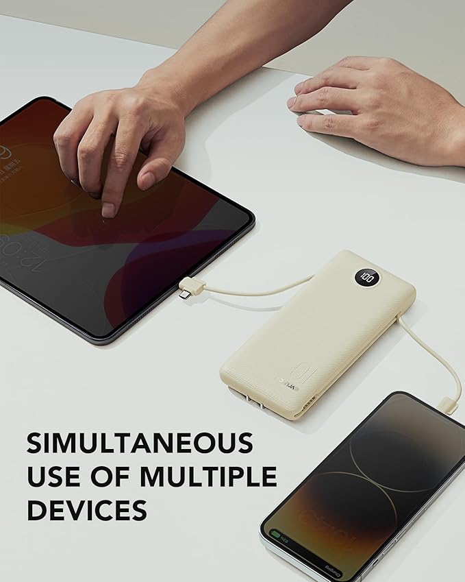 Portable Charger Built-in Cables and AC Wall Plug, USB C Power Bank 10000mAh - Image 6