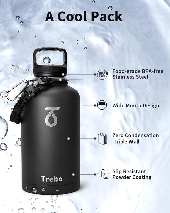 Trebo 64oz Water Bottle, Large Stainless Steel Water Jug - Image 5