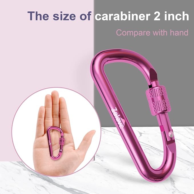 6PCS Carabiner Keychain, 2 inch Aluminum D-Clip Caribeener - Image 4