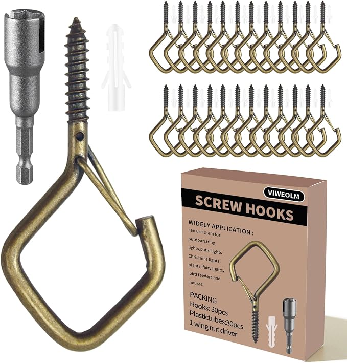 30 Pcs Bronze Eye Hooks Screw Heavy Duty, Ceiling Hooks by Unknown