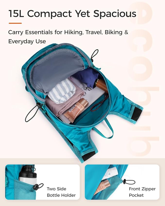 ECOHUB 15L Lightweight Packable Hiking Backpack - Image 4