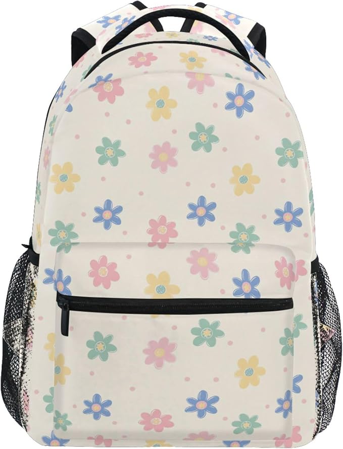 Wamika Daisy Flowers Kids Backpack Floral Orange Chamomile School Backpacks Boy by Wamika