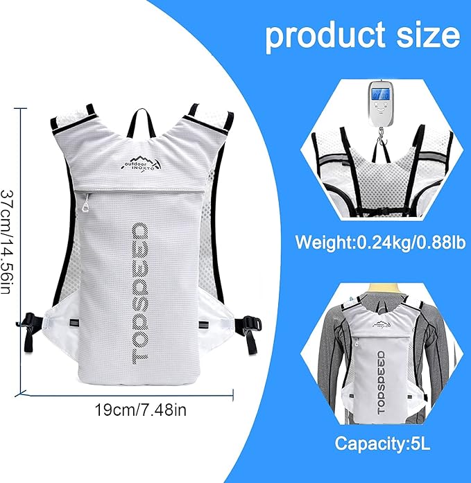 INOXTO Running Hydration Vest Backpack, Lightweight Insulated Pack - Image 3