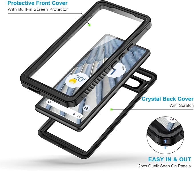 Lanhiem for Google Pixel 7a Case, IP68 Waterproof Dustproof - Image 3