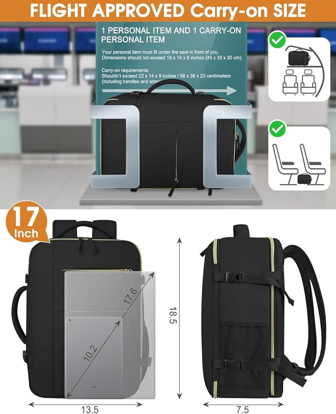 Capolo Travel Backpack for Women Men Waterproof Laptop Backpack Airlines - Image 5