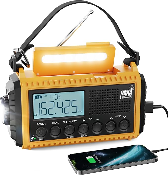 Raynic Emergency Radio, 5000mAh/18500mWh Weather Radio, Solar Hand Crank Radio by Raynic
