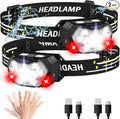 9 LED Headlamp Rechargeable 2 Pack, 2000 Lumens Super Bright Head Lamp by PLUSINTO