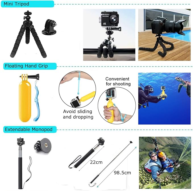 Action Cameras Accessory Kit, Bonvvie 50-in-1 Sports Camera Accessory Kit - Image 3