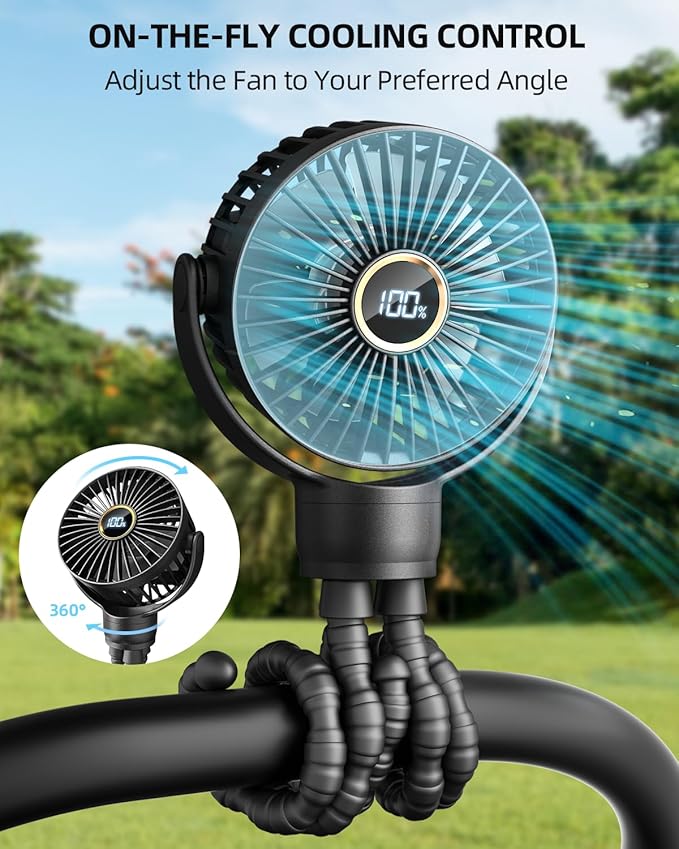 Portable Stroller Mini Fan, Small Rechargeable Personal Fan, Baby Travel - Image 2