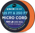 TECEUM Micro Paracord – 1.18 mm X 125 ft – Micro Utility Cord – Thin Braided by TECEUM