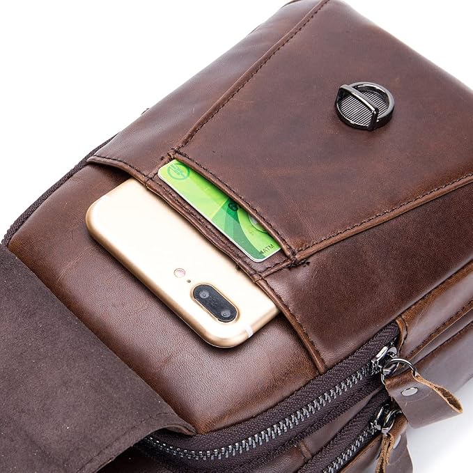 Hebetag Leather Sling Bag Crossbody Backpack - Image 9