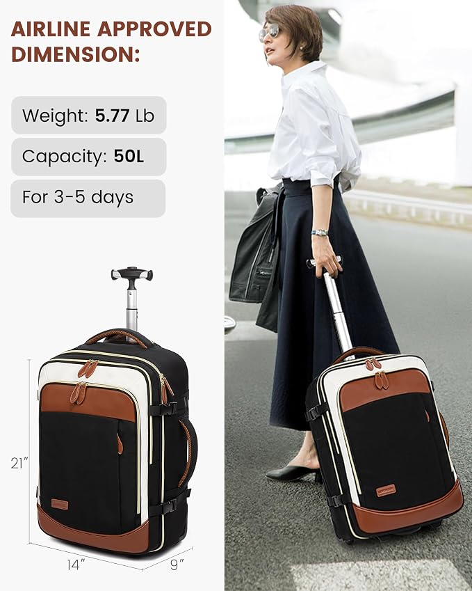 LOVEVOOK Rolling Backpack for Women, 50L Travel Backpack - Image 2