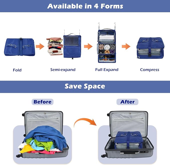 Surblue Hanging Shelves Travel Storage Bag Compression Packing Cube - Image 3