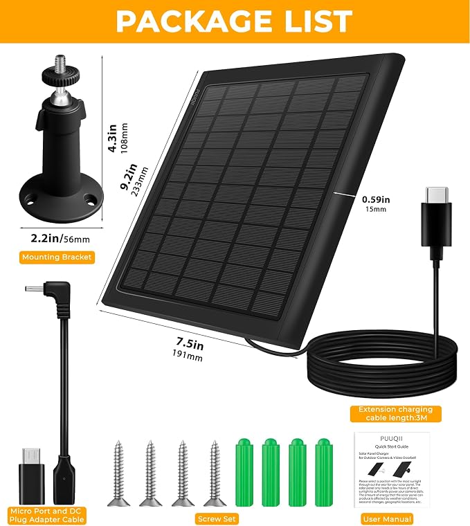 8W Solar Panel for Ring Camera, Spotlight Cam Battery, Includes Barrel Plug to - Image 9