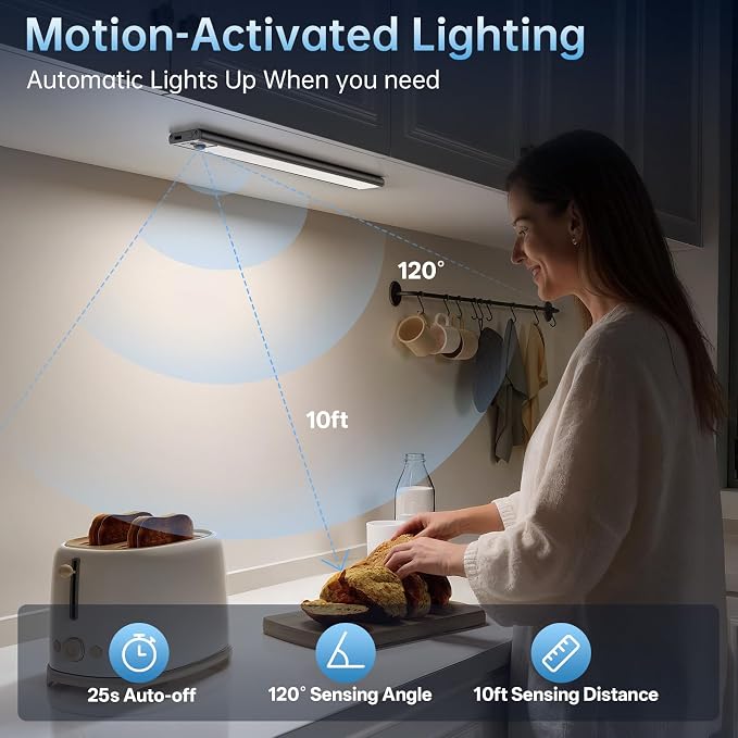 Under Cabinet Lighting, 54 LED 1800mAh Rechargeable, Motion Sensor Light - Image 3