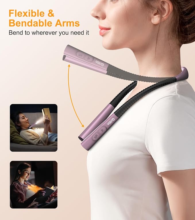 Gritin Book Light, Eye Caring 4-Color & 5-Brightness Neck Light Reading Light- - Image 6