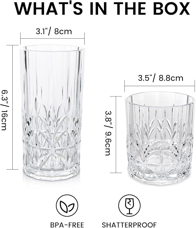BELLAFORTE Shatterproof Tritan Plastic Drinking Glasses. 13oz & 18oz Water - Image 8