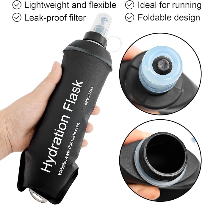 WILDREEDS 500ml Soft Flask, TPU Collapsible Soft Water Bottle - Image 4