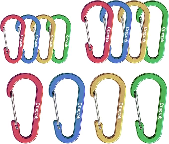 12Pcs Carabiner Clips Assorted Sizes Pack, Includes Small Medium Large by Unknown
