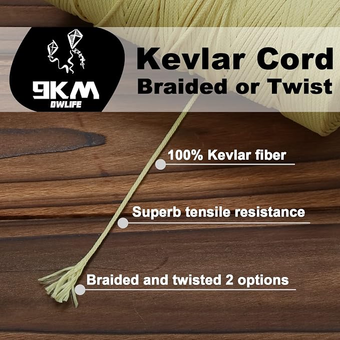 9KM DWLIFE Braided Kevlar Cord, 100lb~2000lb, High Tensile Strength, Flame - Image 3