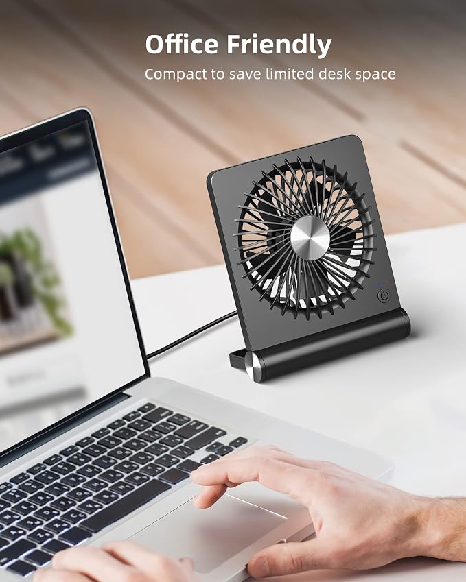 Koonie USB Fan, Strong Wind Ultra Quiet Small Desk Fan 220° Tilt Folding 3 - Image 3