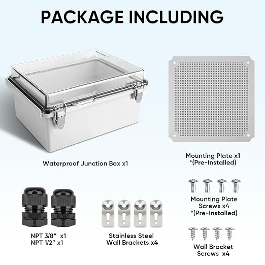 TICONN Outdoor Electrical Box Waterproof, Junction Box IP67 ABS Plastic - Image 6